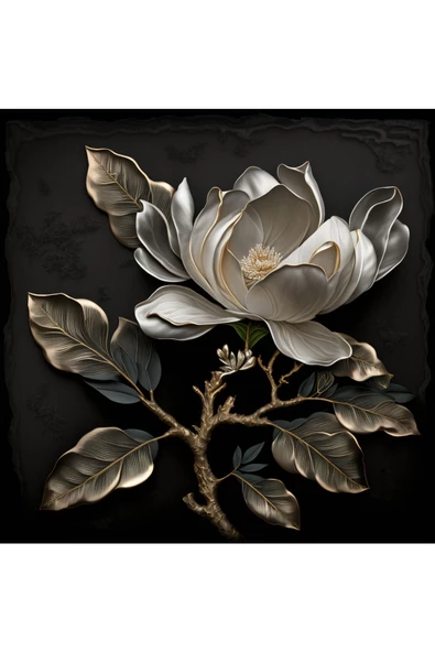 Harikabirev |siyah-beyaz Çiçek Kombini 01 |pleksi Çerçeveli Mdf Tablo 3dky - Resim 3