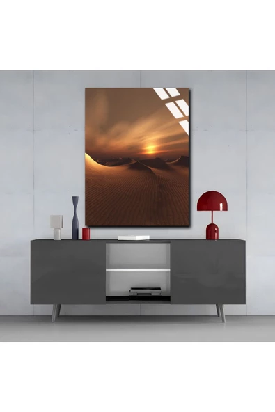 Harikabirev HARİKABİREV|KIRILMAZ CAM (TEMPERLİ) ÇÖL MANZARA TABLOSU 02 |TMTEKLİ - Resim 3