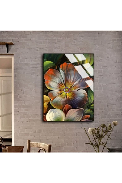 Harikabirev HARİKABİREV|KIRILMAZ CAM (TEMPERLİ) DİJİTAL ÇİÇEKLER TABLOSU 02 |TMTEKLİ - Resim 2