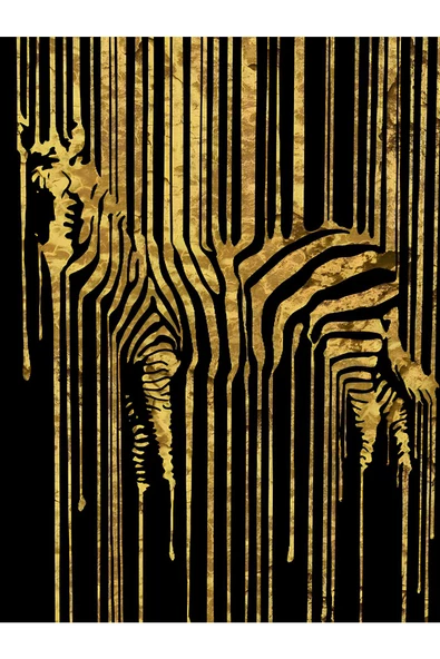 Harikabirev HARİKABİREV|SİYAH-GOLD RENK  ZEBRA YAPRAK VE SOYUT KOMBİN |ÇERÇEVELİ CAM TABLO 3LÜ DİKEY - Resim 3