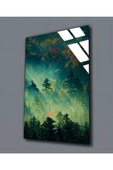 Harikabirev HARİKABİREV|KIRILMAZ CAM (TEMPERLİ) YEŞİL ORMAN TABLOSU 01 |TMTEKLİ ürün görseli