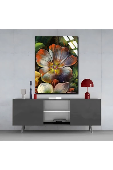 Harikabirev HARİKABİREV|KIRILMAZ CAM (TEMPERLİ) DİJİTAL ÇİÇEKLER TABLOSU 02 |TMTEKLİ - Resim 3