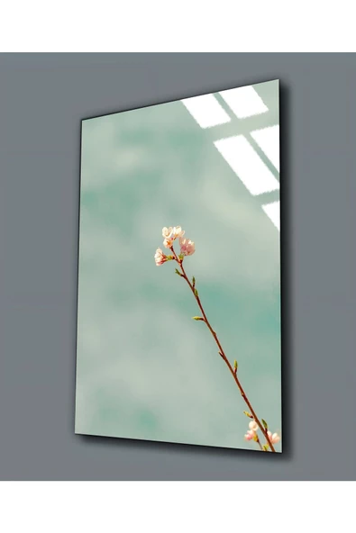 Harikabirev HARİKABİREV|KIRILMAZ CAM (TEMPERLİ) TURKUAZ ÇİÇEK TABLO 01 |TMTEKLİ ürün görseli