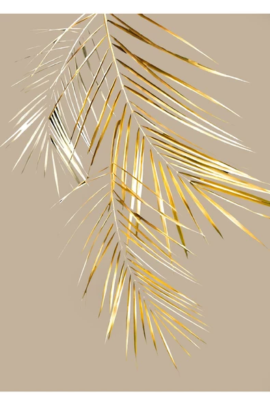 Harikabirev HARİKABİREV|KREM-GOLD RENK  SOYUT GOLDEN YAPRAK KOMBİN |ÇERÇEVELİ CAM TABLO 3LÜ DİKEY - Resim 2