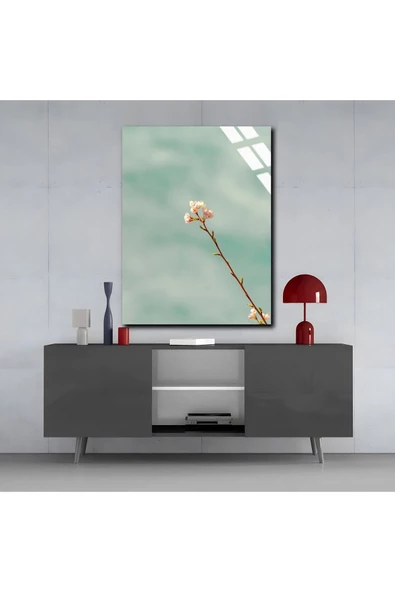 Harikabirev HARİKABİREV|KIRILMAZ CAM (TEMPERLİ) TURKUAZ ÇİÇEK TABLO 01 |TMTEKLİ - Resim 3