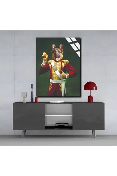 Harikabirev HARİKABİREV|KIRILMAZ CAM (TEMPERLİ) ORTA ÇAĞ KRAL KÖPEK TABLOSU 01 |TMTEKLİ - Resim 3