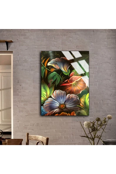 Harikabirev HARİKABİREV|KIRILMAZ CAM (TEMPERLİ) DİJİTAL ÇİÇEKLER TABLOSU 01 |TMTEKLİ - Resim 2