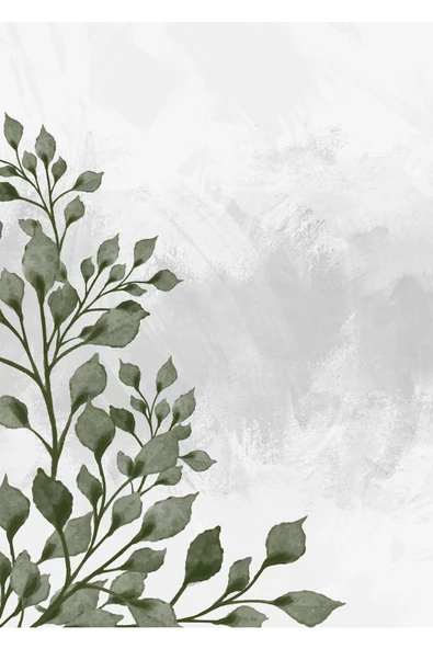 Harikabirev HARİKABİREV|GRİ-YEŞİL YAPRAK DALLARI KOMBİNİ 1 |ÇERÇEVELİ CAM TABLO  2Lİ DİKEY - Resim 3