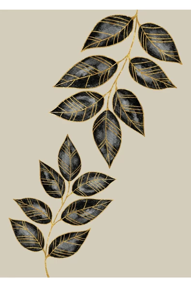 Harikabirev HARİKABİREV|BEJ-GRİ-GOLD TROPİK YAPRAK KOMBİNİ 01 |ÇERÇEVELİ CAM TABLO  3LÜ DİKEY - Resim 4