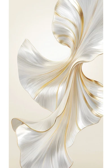 Harikabirev HARİKABİREV|BEYAZ-GOLD ÇİÇEK KOMBİN |ÇERÇEVELİ CAM TABLO  3LÜ DİKEY - Resim 4