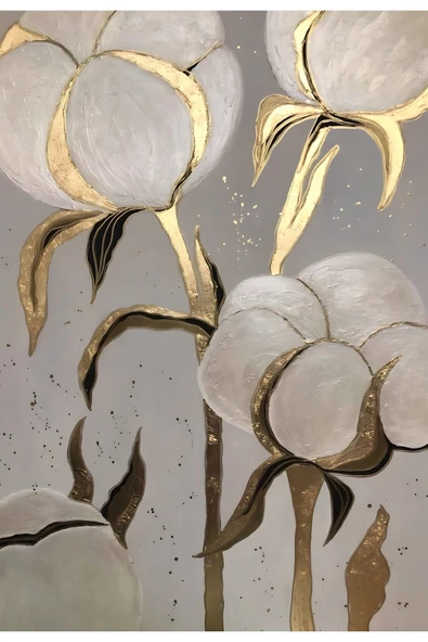 Harikabirev HARİKABİREV|GOLD-GRİ-BEYAZ KARAHİNDİBA KOMBİNİ 01 |ÇERÇEVELİ CAM TABLO  3LÜ DİKEY - Resim 4