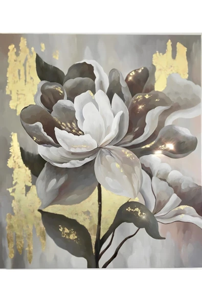 Harikabirev HARİKABİREV|GOLD-GRİ-BEYAZ KARAHİNDİBA KOMBİNİ 01 |ÇERÇEVELİ CAM TABLO  3LÜ DİKEY - Resim 3