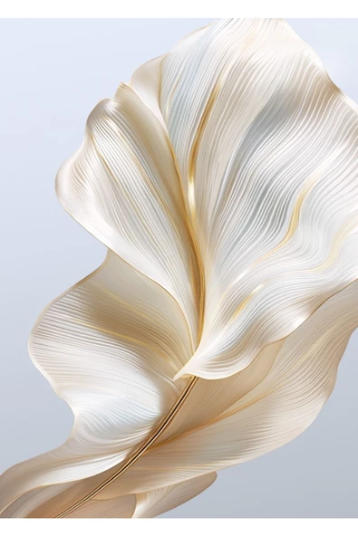 Harikabirev HARİKABİREV|BEYAZ-GOLD ÇİÇEK KOMBİN |ÇERÇEVELİ CAM TABLO  3LÜ DİKEY - Resim 3