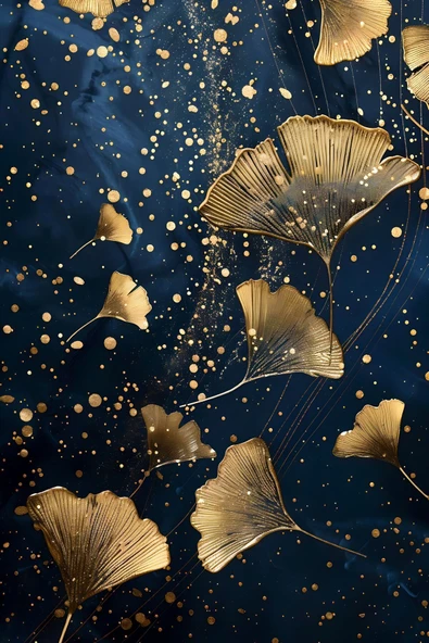 Harikabirev HARİKABİREV|LACİVERT-GOLD TROPİK YAPRAK KOMBİNİ 01 |ÇERÇEVELİ CAM TABLO  2Lİ DİKEY - Resim 3