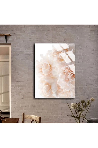 Harikabirev HARİKABİREV|KIRILMAZ CAM (TEMPERLİ) BEYAZ GÜL TABLOSU 1 |TMTEKLİ - 2