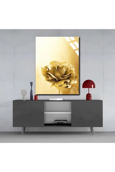 Harikabirev HARİKABİREV|KIRILMAZ CAM (TEMPERLİ) SARI GÜL TABLOSU 01 |TMTEKLİ - Resim 3