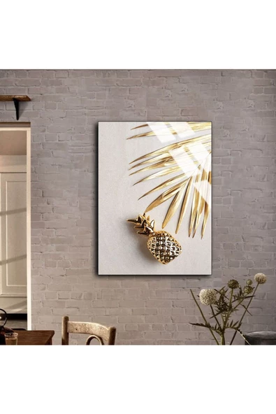 Harikabirev HARİKABİREV|KIRILMAZ CAM (TEMPERLİ) GOLD ANANS-YAPRAK TABLOSU |TMTEKLİ - Resim 2