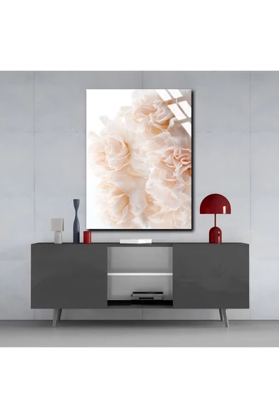 Harikabirev HARİKABİREV|KIRILMAZ CAM (TEMPERLİ) BEYAZ GÜL TABLOSU 1 |TMTEKLİ - 3