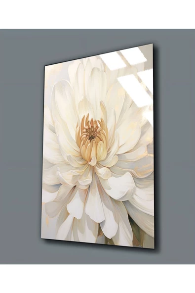 Harikabirev HARİKABİREV|KIRILMAZ CAM (TEMPERLİ)  BEYAZ ÇİÇEK TABLOSU 06 |TMTEKLİ ürün görseli