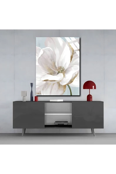 Harikabirev HARİKABİREV|KIRILMAZ CAM (TEMPERLİ)  BEYAZ ÇİÇEK TABLOSU 04 |TMTEKLİ - Resim 3