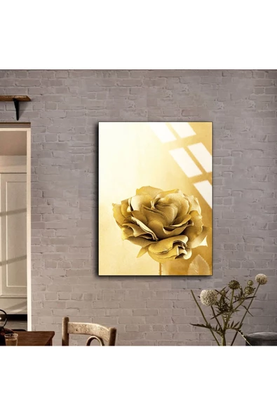 Harikabirev HARİKABİREV|KIRILMAZ CAM (TEMPERLİ) SARI GÜL TABLOSU 01 |TMTEKLİ - Resim 2