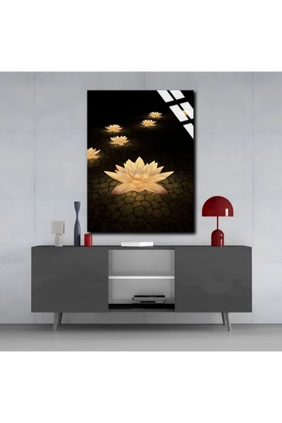 Harikabirev HARİKABİREV|KIRILMAZ CAM (TEMPERLİ) NERGİZ ÇİÇEĞİ TABLOSU |TMTEKLİ - Resim 3