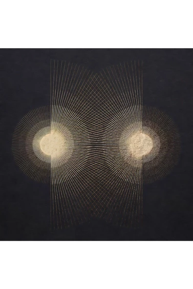 Harikabirev HARİKABİREV|SİYAH-GOLD ETNİK DESEN SOYUT KOMBİN |ÇERÇEVELİ CAM TABLO  3LÜ DİKEY - Resim 4