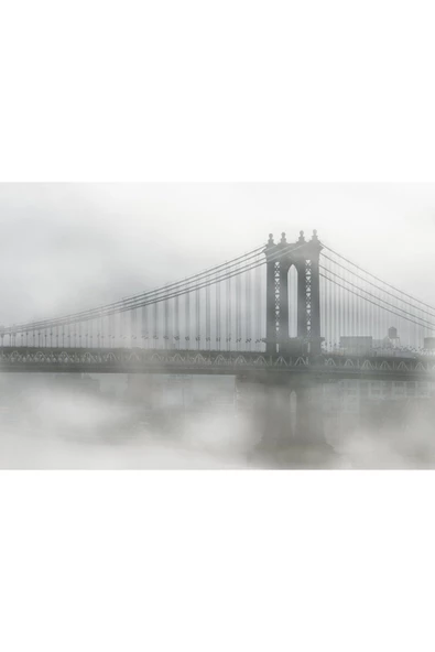 Harikabirev HARİKABİREV|GRİ-BEYAZ SİSLİ KÖPRÜ/BİNA KOMBİN 01 |ÇERÇEVELİ CAM TABLO  3LÜ DİKEY - Resim 4