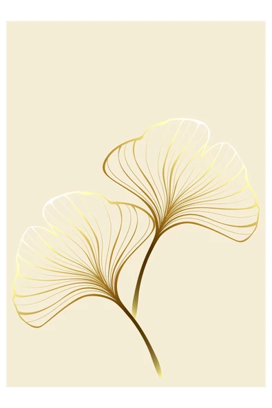 Harikabirev HARİKABİREV|KREM-GOLD TROPİK YAPRAKLAR KOMBİNİ |ÇERÇEVELİ CAM TABLO 3LÜ DİKEY - 2