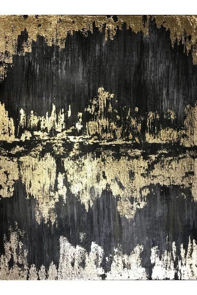 Harikabirev HARİKABİREV|SİYAH-GOLD SOYUT KOMBİN 02 |ÇERÇEVELİ CAM TABLO 3LÜ DİKEY - 4