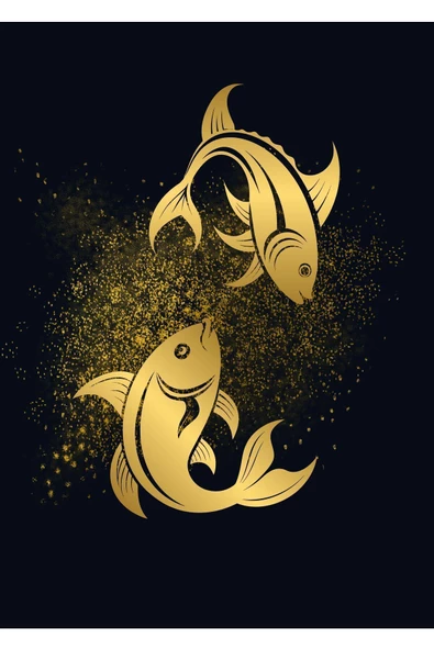 Harikabirev HARİKABİREV|GOLD-SİYAH YAŞAM AĞACI VE BALIK KOMBİNİ |ÇERÇEVELİ CAM TABLO  2Lİ DİKEY - Resim 2