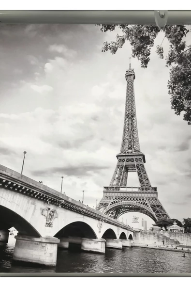 Harikabirev HARİKABİREV|SİYAH-BEYAZ RENK EYFEL KULESİ MANZARALI KOMBİN|ÇERÇEVELİ CAM TABLO  2Lİ DİKEY - Resim 3