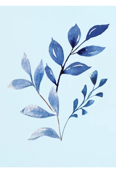 Harikabirev HARİKABİREV|LACİVERT-MAVİ ÇİÇEK DESENLERİ KOMBİNİ |ÇERÇEVELİ CAM TABLO  3LÜ DİKEY - Resim 2