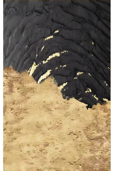 Harikabirev HARİKABİREV|SİYAH-GOLD SOYUT KOMBİN 02 |ÇERÇEVELİ CAM TABLO 3LÜ DİKEY - 3