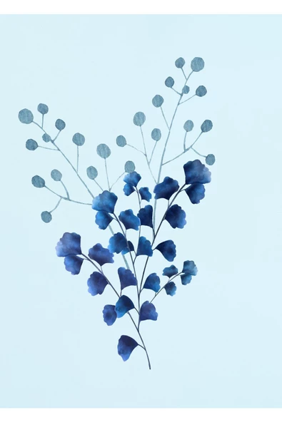 Harikabirev HARİKABİREV|LACİVERT-MAVİ ÇİÇEK DESENLERİ KOMBİNİ |ÇERÇEVELİ CAM TABLO  3LÜ DİKEY - Resim 4