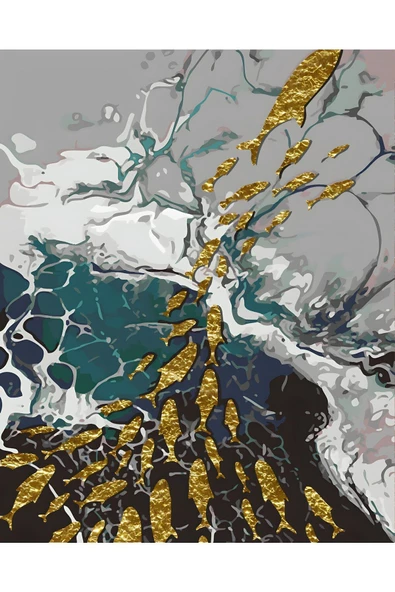 Harikabirev HARİKABİREV|MAVİ-GOLD BALIK-DAL KOMBİNİ 01 |ÇERÇEVELİ CAM TABLO  2Lİ DİKEY - Resim 2