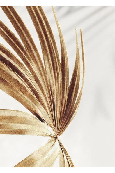 Harikabirev HARİKABİREV|GOLD-BEYAZ YAPRAK ÇİÇEK KOMBİNİ 01 |ÇERÇEVELİ CAM TABLO  2Lİ DİKEY - Resim 2