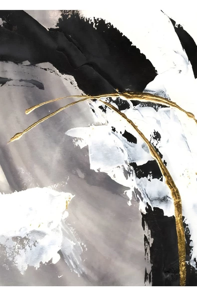 Harikabirev HARİKABİREV|SİYAH GOLD KOMBİNİ ŞIK SOYUT SETİ|ÇERÇEVELİ CAM TABLO  2Lİ DİKEY - Resim 3