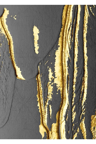 Harikabirev HARİKABİREV|SİYAH-GOLD-BEYAZ SOYUT KOMBİNİ 001 |ÇERÇEVELİ CAM TABLO  2Lİ DİKEY - Resim 2