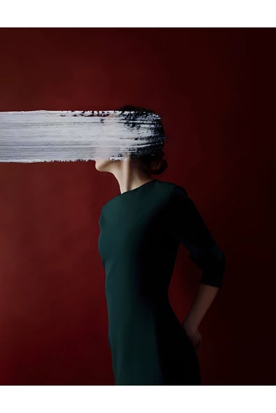 Harikabirev HARİKABİREV|KIRMIZI KADIN SOYUT KOMBİNİ 02 |ÇERÇEVELİ CAM TABLO 2Lİ DİKEY - 3