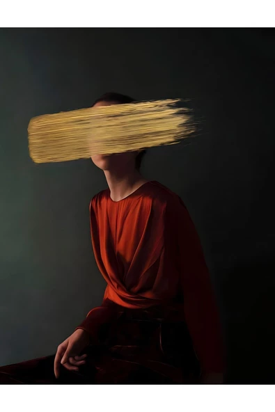 Harikabirev HARİKABİREV|KIRMIZI KADIN SOYUT KOMBİNİ 02 |ÇERÇEVELİ CAM TABLO 2Lİ DİKEY - 2