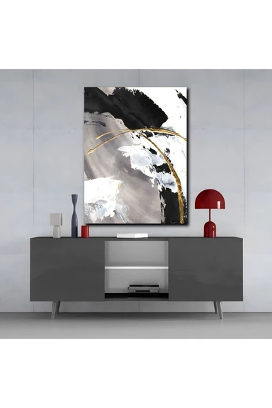 Harikabirev HARİKABİREV|KIRILMAZ CAM (TEMPERLİ) SİYAH GOLD SOYUT TABLO 02 |TMTEKLİ - Resim 3