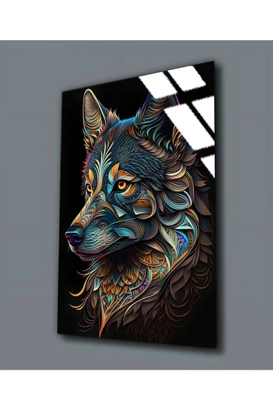 Harikabirev HARİKABİREV|KIRILMAZ CAM (TEMPERLİ) RENKLİ KURT TABLOSU |TMTEKLİ ürün görseli