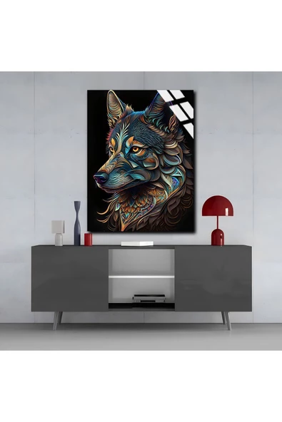 Harikabirev HARİKABİREV|KIRILMAZ CAM (TEMPERLİ) RENKLİ KURT TABLOSU |TMTEKLİ - Resim 3