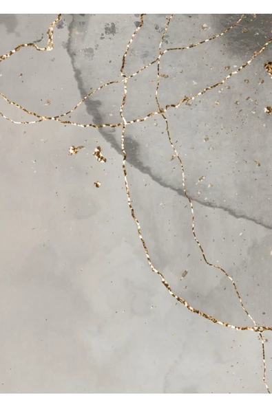 Harikabirev HARİKABİREV|GRİ-GOLD DESENLİ SOYUT KOMBİNİ 003 |ÇERÇEVELİ CAM TABLO  2Lİ DİKEY - Resim 2