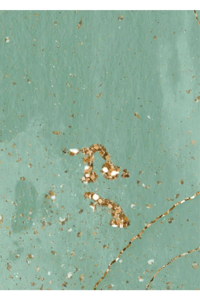 Harikabirev HARİKABİREV|SU YEŞİLİ-GOLD DESENLİ SOYUT KOMBİNİ 1 |ÇERÇEVELİ CAM TABLO 2Lİ DİKEY - 3