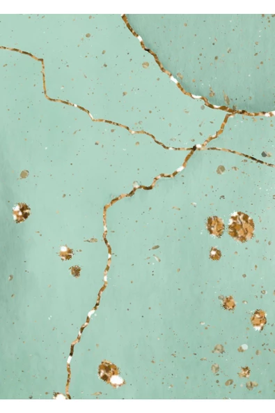 Harikabirev HARİKABİREV|SU YEŞİLİ-GOLD DESENLİ SOYUT KOMBİNİ 1 |ÇERÇEVELİ CAM TABLO 2Lİ DİKEY - 2