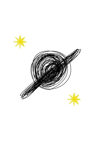 Harikabirev HARİKABİREV|ÇOCUK ODASI İÇİN AY-GÜNEŞ-JÜPİTER SCRIBBLE KOMBİN |AHŞAP ÇERÇEVELİ 3LÜ MDF TABLO - 4