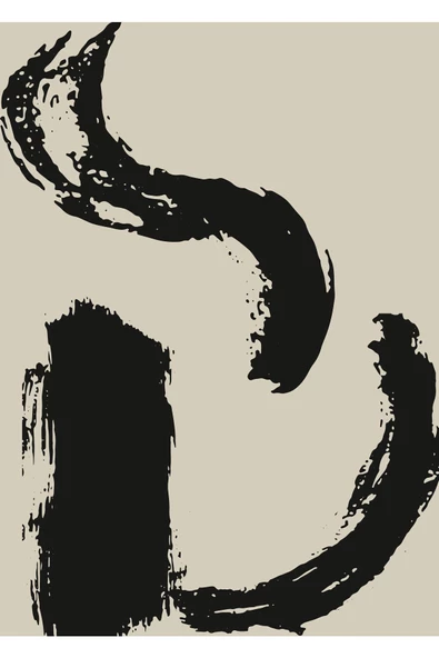 Harikabirev HARİKABİREV|SİYAH-BEJ DESENLİ SOYUT KOMBİNİ 1 |ÇERÇEVELİ CAM TABLO  2Lİ DİKEY - Resim 2