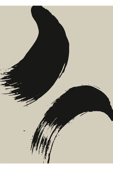 Harikabirev HARİKABİREV|SİYAH-BEJ DESENLİ SOYUT KOMBİNİ 1 |ÇERÇEVELİ CAM TABLO  2Lİ DİKEY - Resim 3